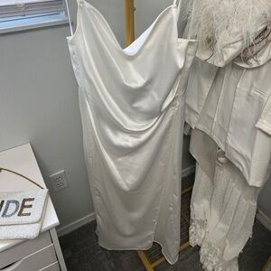 Molly Green - White Satin Slip Dress